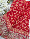 Red Banarasi Khaddi Georgette Saree with Heavy Zari Embroidered Border