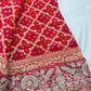 Red Banarasi Khaddi Georgette Saree with Heavy Zari Embroidered Border