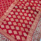Red Banarasi Khaddi Georgette Saree with Heavy Zari Embroidered Border