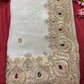 Tissue Ivory Designer Bridal Saree with Heavy Handwork Blouse