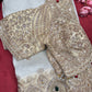 Tissue Ivory Designer Bridal Saree with Heavy Handwork Blouse
