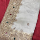 Tissue Ivory Designer Bridal Saree with Heavy Handwork Blouse