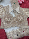 Tissue Ivory Designer Bridal Saree with Heavy Handwork Blouse