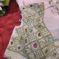 Glass Tisuue Baby Pink Designer Saree with Heavy Pearl & Ruby Work Blouse