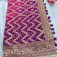 Purple Khaddi Georgette Bandhani Saree with Zari Weaving Mirror Work
