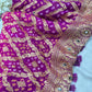 Purple Khaddi Georgette Bandhani Saree with Zari Weaving Mirror Work