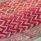 Khaddi Georgette Red Bandhani Saree with Zari Weaving Mirror Work