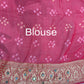 Khaddi Georgette Red Bandhani Saree with Zari Weaving Mirror Work