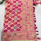 Rani Pink Khaddi Georgette Saree with Floral Weaving Mirror Work