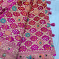 Rani Pink Khaddi Georgette Saree with Floral Weaving Mirror Work