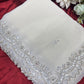 White Handwork Georgette Saree Premium Sequins & Cutdana Border