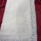 White Handwork Georgette Saree Premium Sequins & Cutdana Border