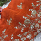 Orange Silk Handwork Saree Premium Floral Sequins Designer Saree