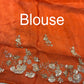 Orange Silk Handwork Saree Premium Floral Sequins Designer Saree
