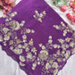 Purple Silk Handwork Saree Premium Floral Sequins Designer Saree