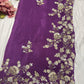 Purple Silk Handwork Saree Premium Floral Sequins Designer Saree