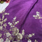 Purple Silk Handwork Saree Premium Floral Sequins Designer Saree
