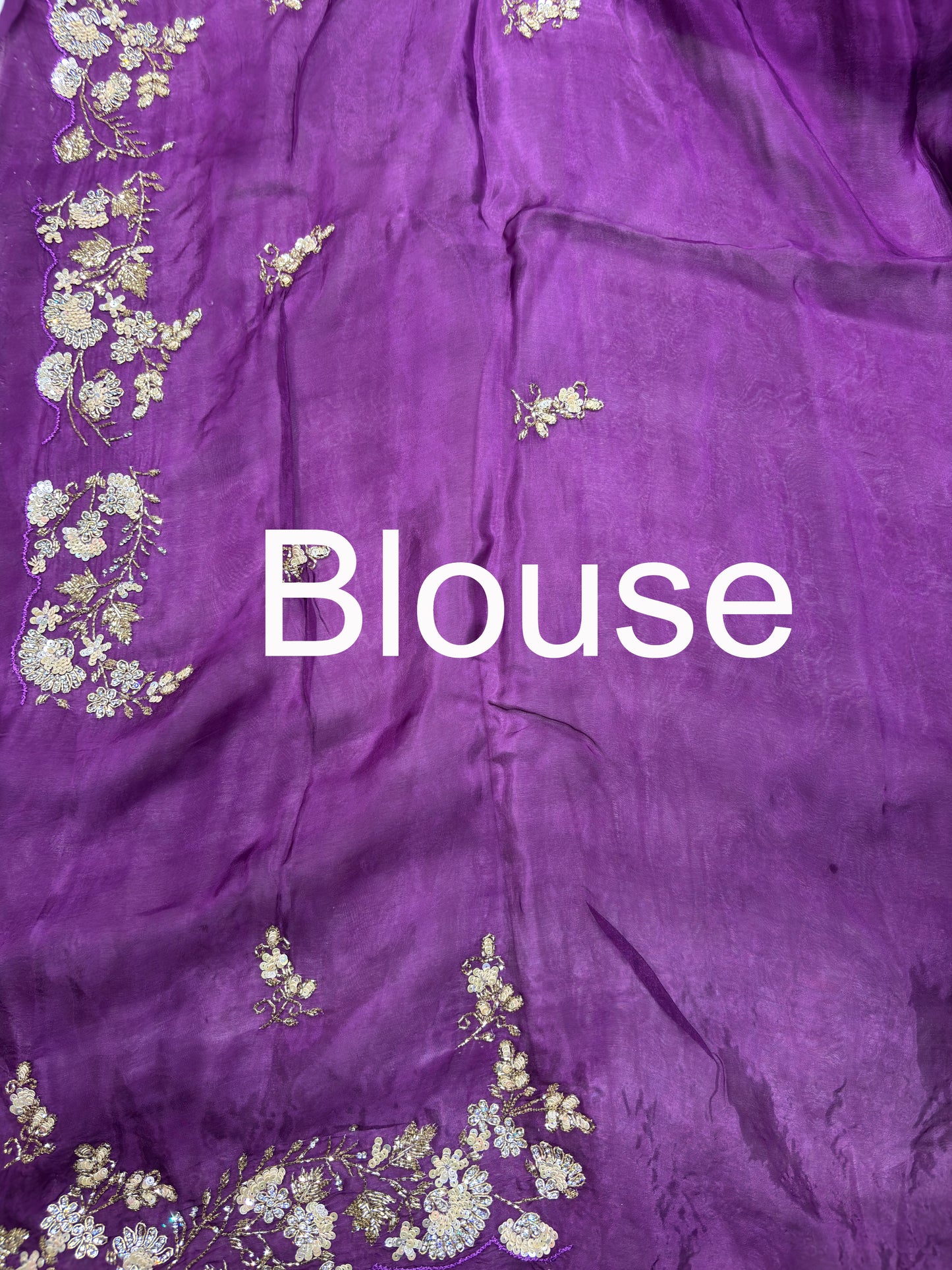 Purple Silk Handwork Saree Premium Floral Sequins Designer Saree