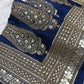 Silk Blue Sequins Work Designer Saree with Heavy Embroidered Border