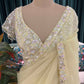Pastel Lemon Embroidered Saree with Designer Blouse