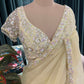 Pastel Lemon Embroidered Saree with Designer Blouse