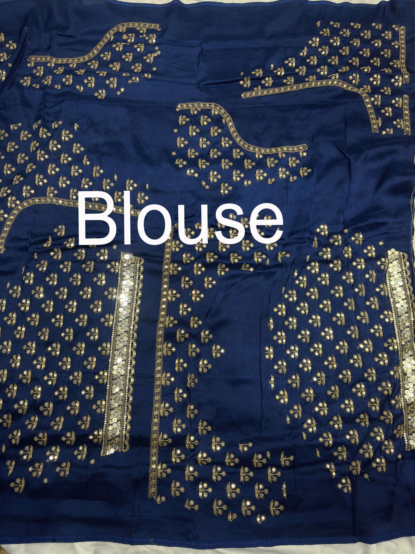 Silk Blue Sequins Work Designer Saree with Heavy Embroidered Border