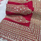 Silk Red Sequins Work Designer Saree with Heavy Embroidered Border