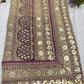 Silk Wine Heavy Sequins Work Designer Saree with Golden Embroidery