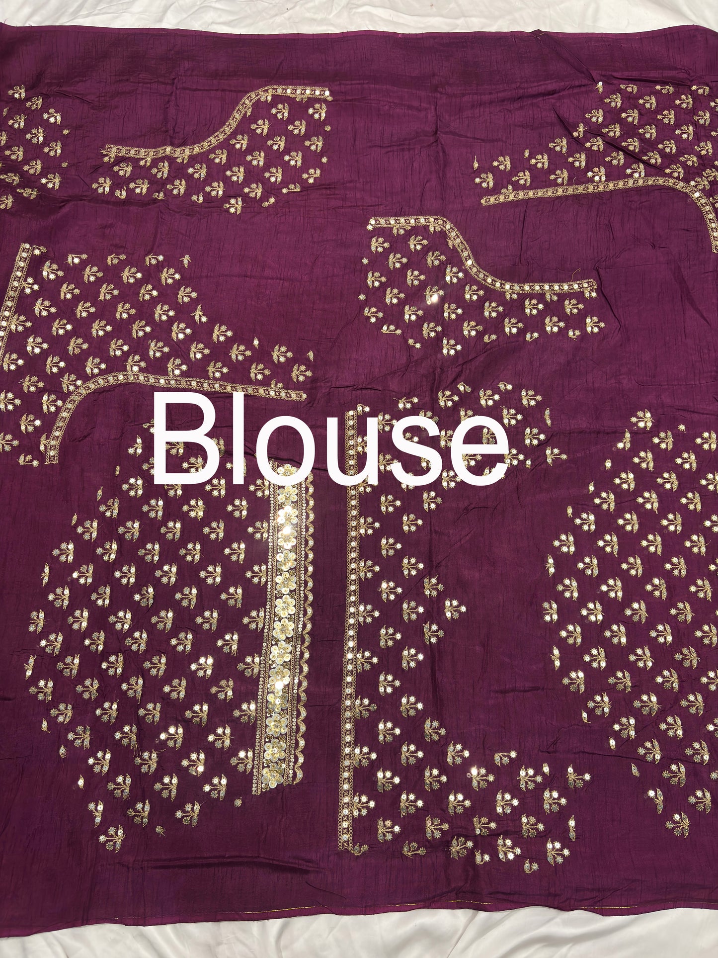 Silk Wine Heavy Sequins Work Designer Saree with Golden Embroidery