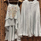 Silver Grey Embroidered Layered Ruffle Top & Palazzo Set