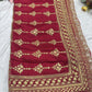 Silk Red Embroidered Designer Saree with Pearl & Sequin Border Work