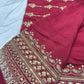 Silk Red Embroidered Designer Saree with Pearl & Sequin Border Work
