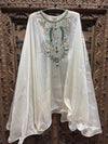Ivory White Embroidered Cape Top & Palazzo Three-Piece Set