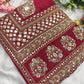 Silk Maroon Sequins Work Designer Saree with Heavy Embroidered Border