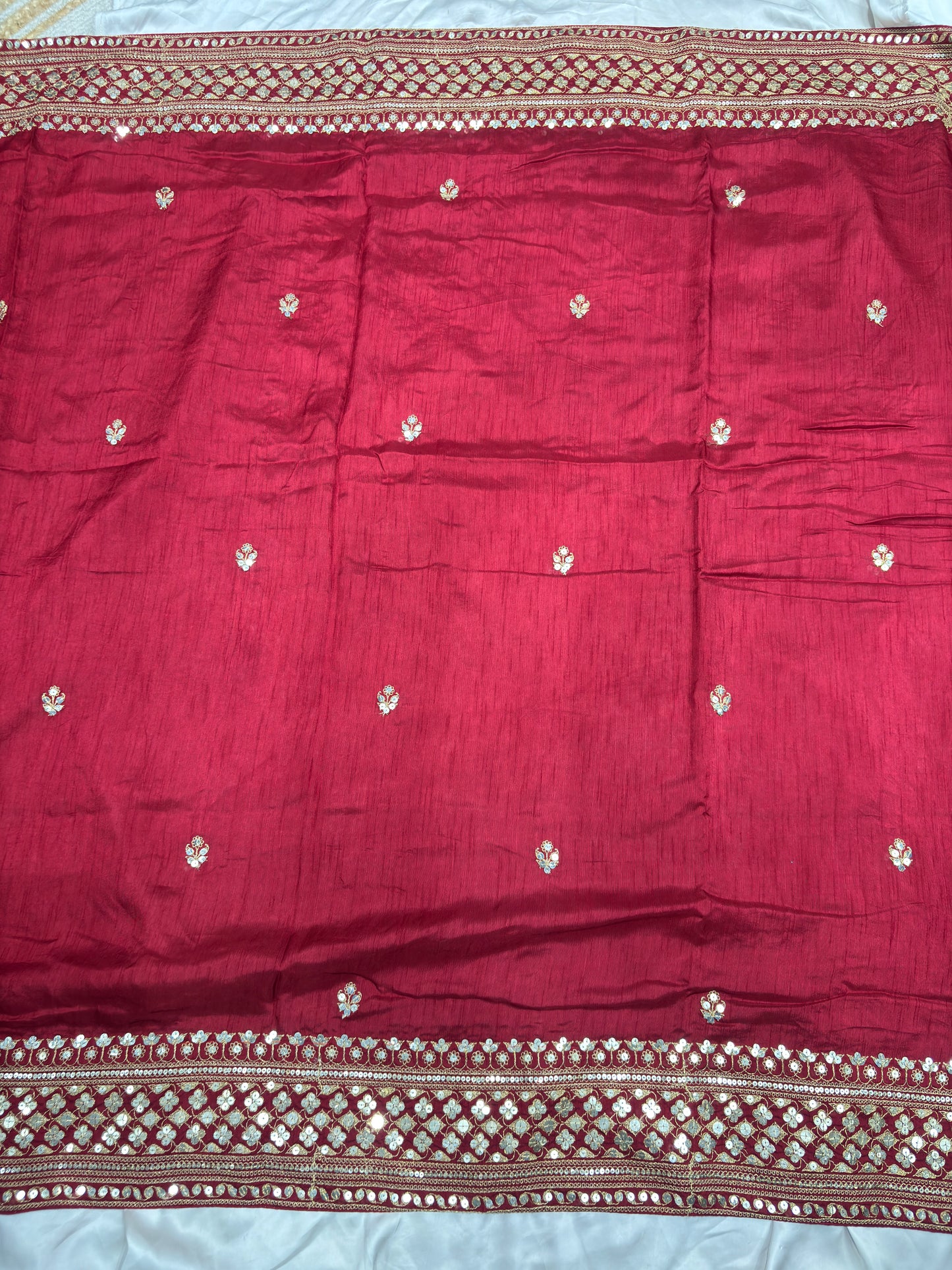 Silk Maroon Sequins Work Designer Saree with Heavy Embroidered Border