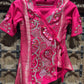 Rani Pink Embroidered Asymmetric Wrap Top & Flared Palazzo Set for Women