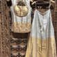 Ivory Silver & Gold Embroidered Cutout Kurti Palazzo Set for Women