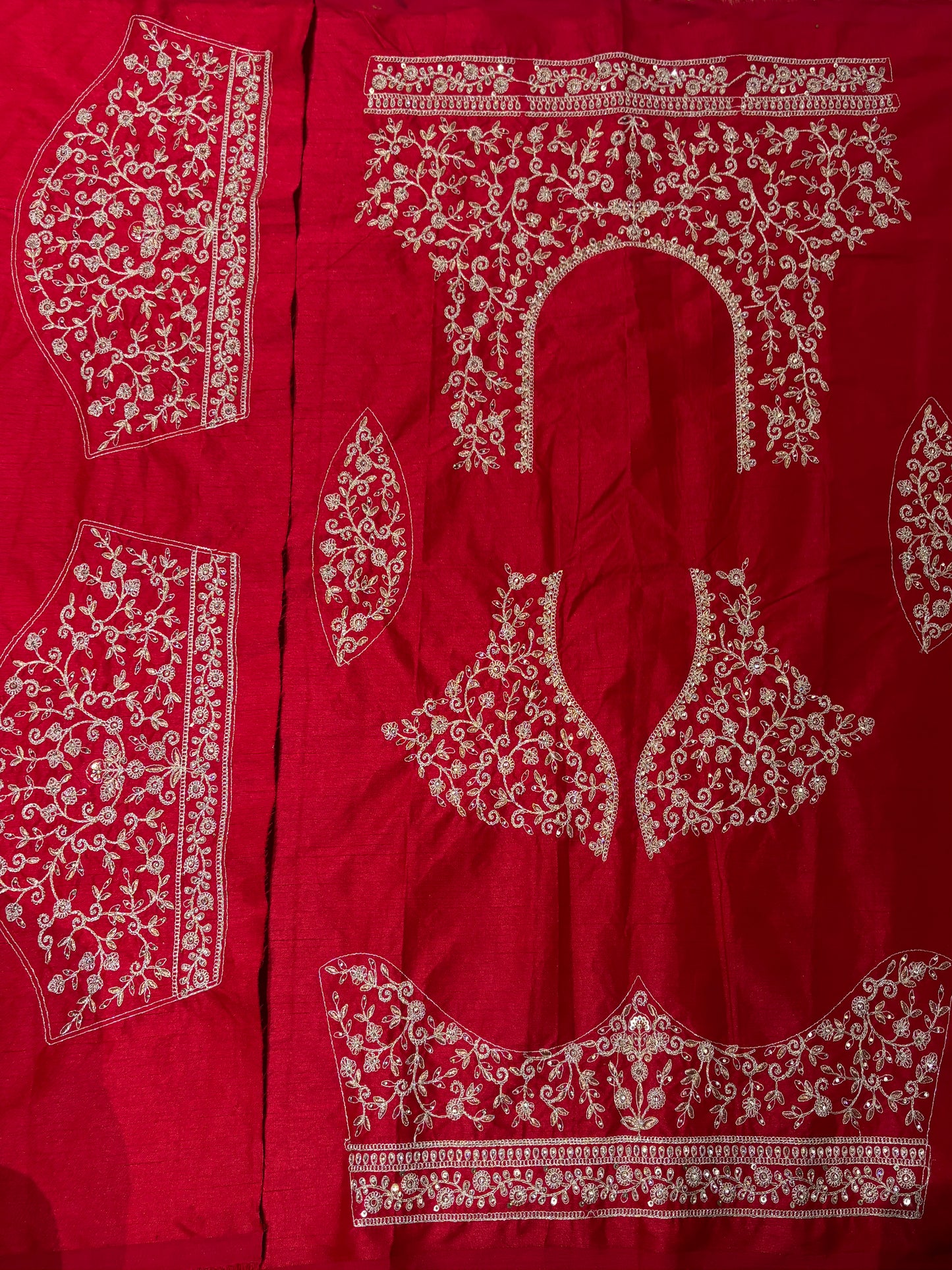 Red Unstitched Bridal Lehenga with Heavy Zari Embroidery