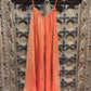 Coral Orange Embroidered Crop Top, Jacket & Flared Palazzo