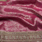 Rani Pink Banarasi Sarees Golden zari Weaving With Handwork Border