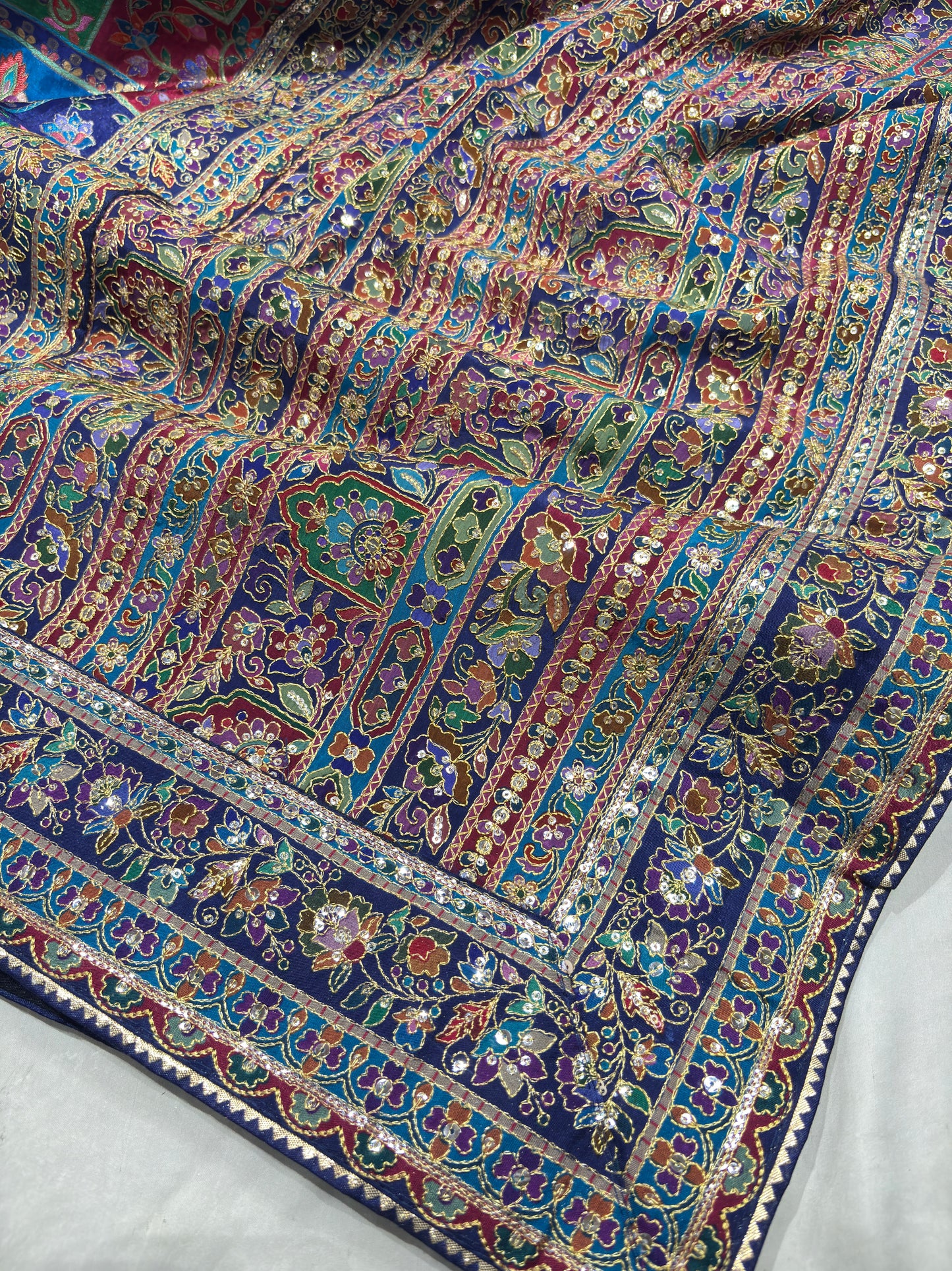Navy Blue Multicolor Heavy Embroidered Designer Readymade Blouse