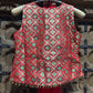 Red & Green Embroidered Crop Top with Flared Palazzo & Dupatta Set for Women