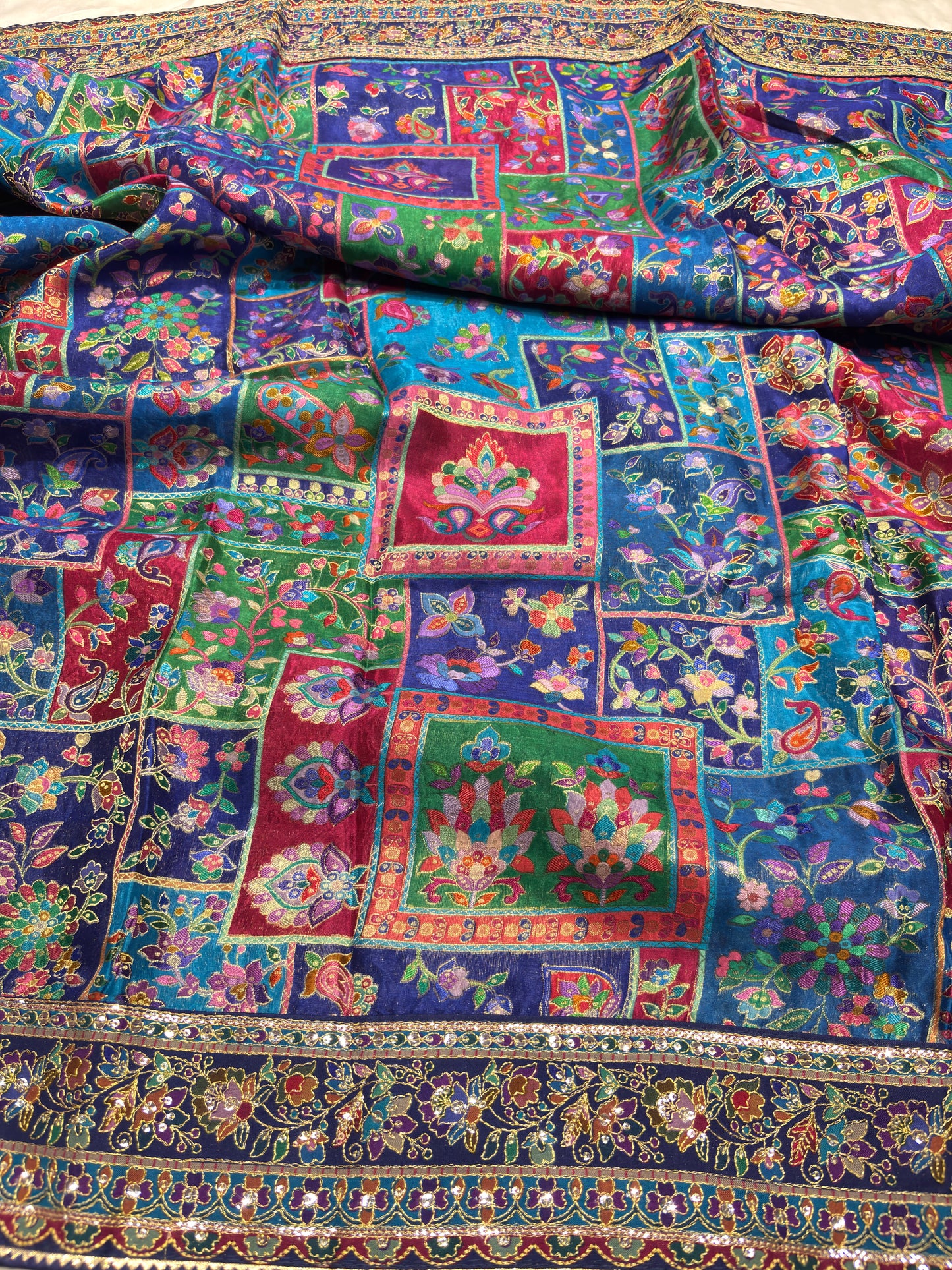 Navy Blue Multicolor Heavy Embroidered Designer Readymade Blouse