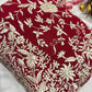 Luxury Red Saree with Kashmiri-Inspired White Thread Work