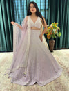 Lavender Embroidered Lehenga with Beaded Choli & Tassel Dupatta