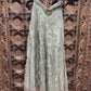 Sage Green Embroidered Halter Neck Top with Shimmer Palazzo Set for Women
