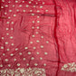 Luxury Red Saree with Kashmiri-Inspired White Thread Work