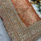 Luxury Orange Saree with Floral Weaving & Pearl Embroidered Border