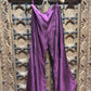 Deep Purple Embroidered Jacket Style Crop Top with Flared Palazzo Set for Women