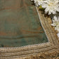 Dual Tone Olive Green Tissue Saree with Heavy Zari Embroidered Border